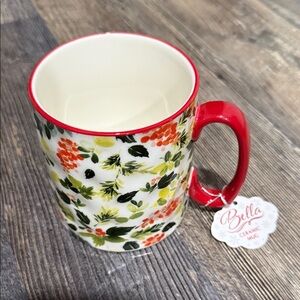 Bella Red and Green Floral  ceramic Mug